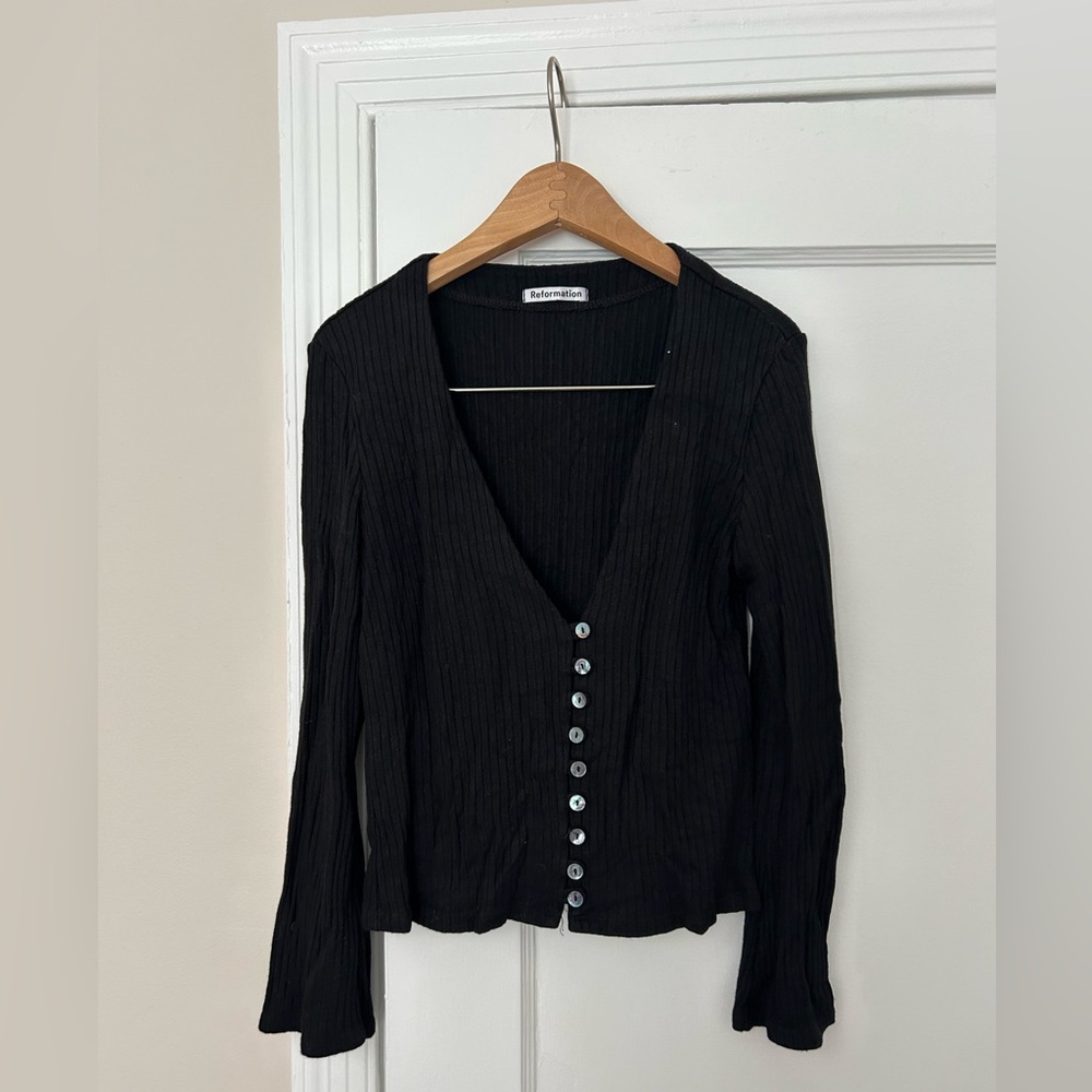 Reformation Ribbed Long Sleeve Shirt